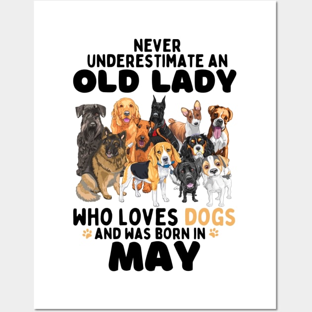 Never Underestimate An Old Lady Who Loves Dogs And Was may Wall Art by JustBeSatisfied